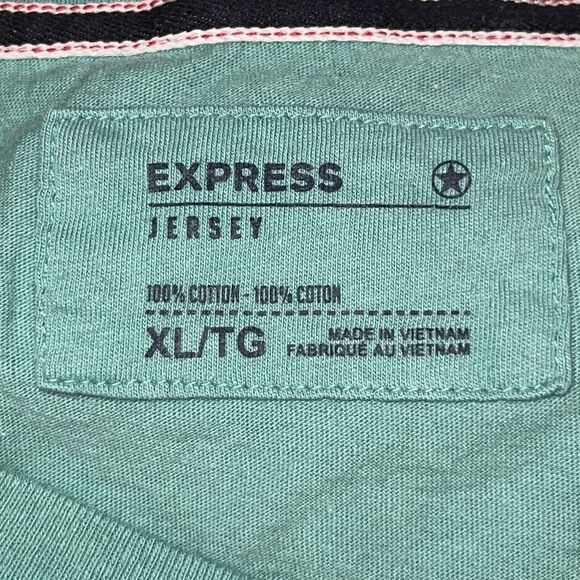 Bundle Of 2 Express Jersey Men's V Neck T-shirt Cotton Size XL Orange Blue Y2K - Picture 5 of 8